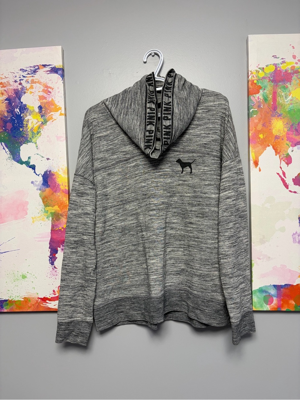 PINK Branded Gray Cowl Neck Sweater